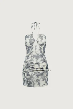 RUCHED HALTER MINI DRESS