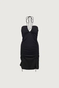 RUCHED HALTER MINI DRESS