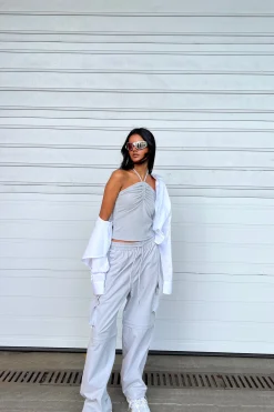 RUCHED HALTER NECK TOP