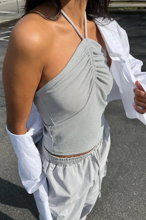RUCHED HALTER NECK TOP