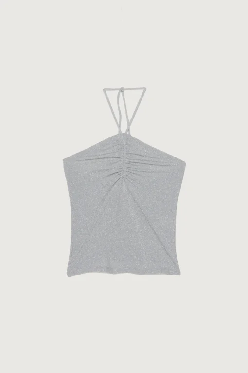 RUCHED HALTER NECK TOP