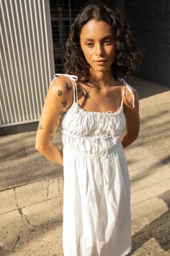 RUCHED MIDI DRESS