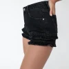 RUFFLE DENIM SHORT