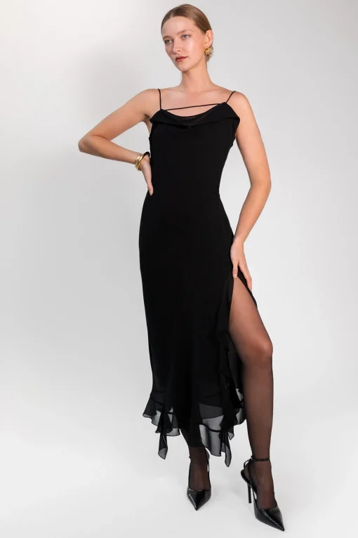 RUFFLED TRIM DRESS