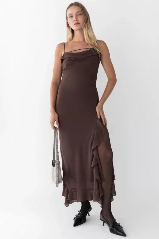 RUFFLED TRIM DRESS