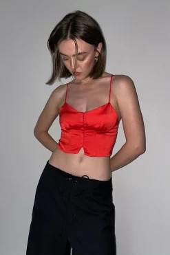 SATIN BUSTIER TOP