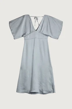 SATIN BUTTERFLY SLEEVE MIDI DRESS