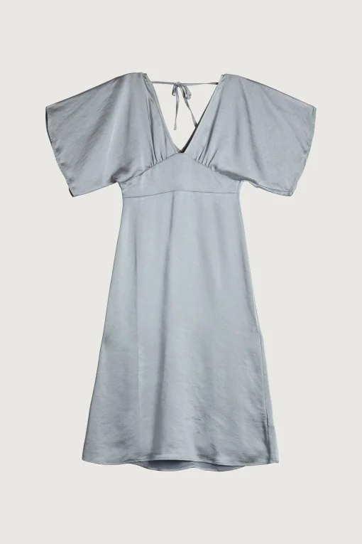 SATIN BUTTERFLY SLEEVE MIDI DRESS
