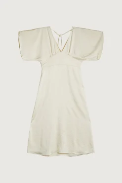 SATIN BUTTERFLY SLEEVE MIDI DRESS