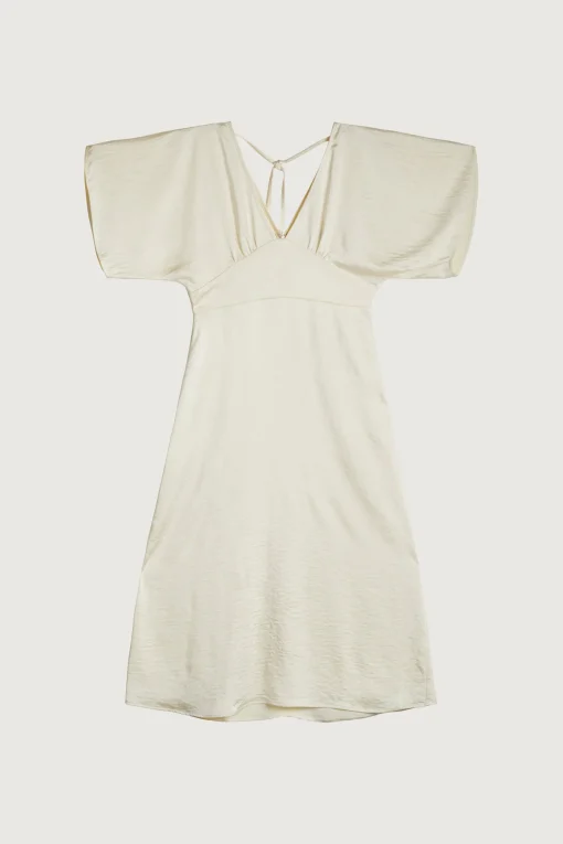 SATIN BUTTERFLY SLEEVE MIDI DRESS