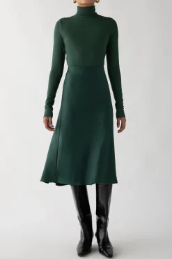 SATIN MIDI SLIP SKIRT