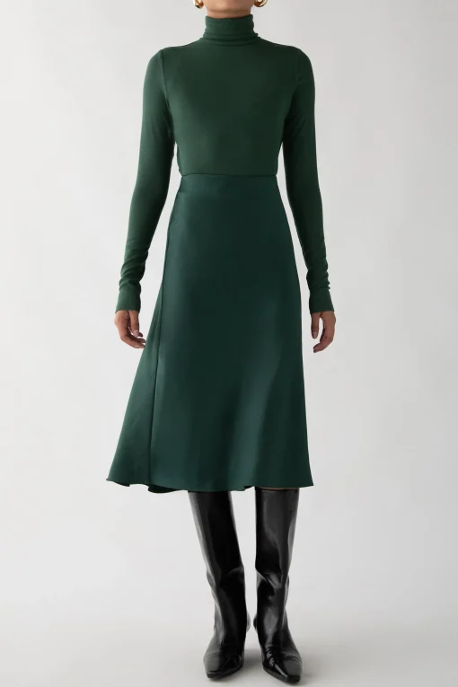 SATIN MIDI SLIP SKIRT