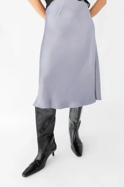 SATIN MIDI SLIP SKIRT