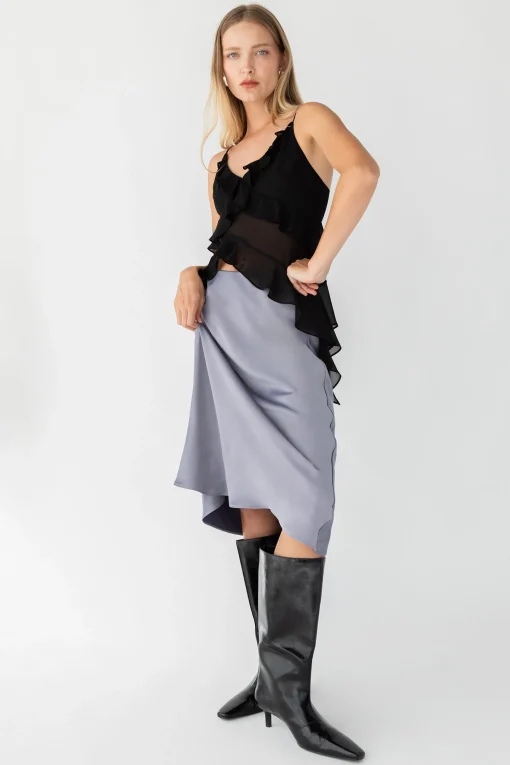 SATIN MIDI SLIP SKIRT