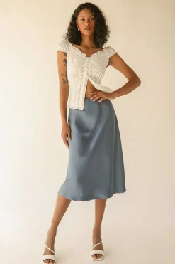 SATIN MIDI SLIP SKIRT