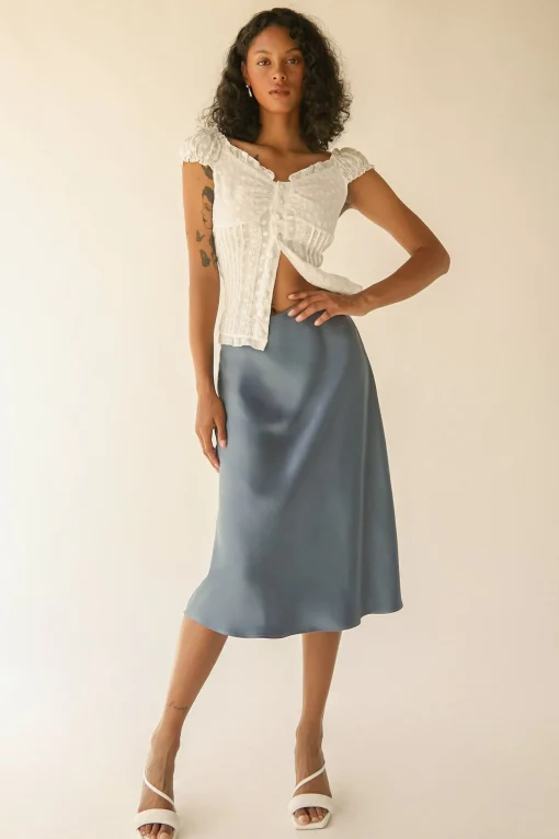 SATIN MIDI SLIP SKIRT