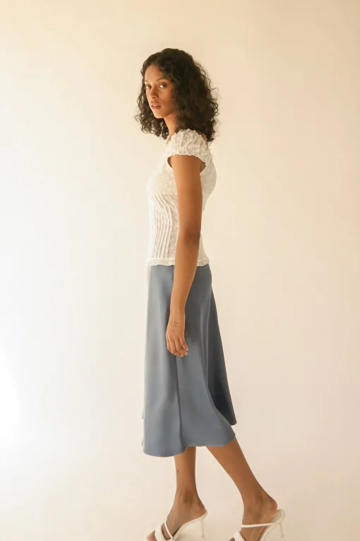SATIN MIDI SLIP SKIRT