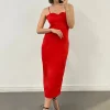 SATIN SWEETHEART MIDI DRESS