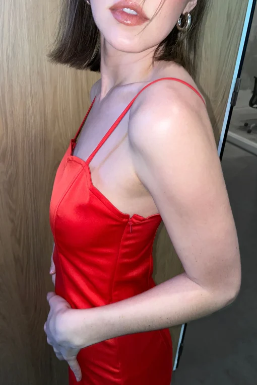 SATIN SWEETHEART MIDI DRESS