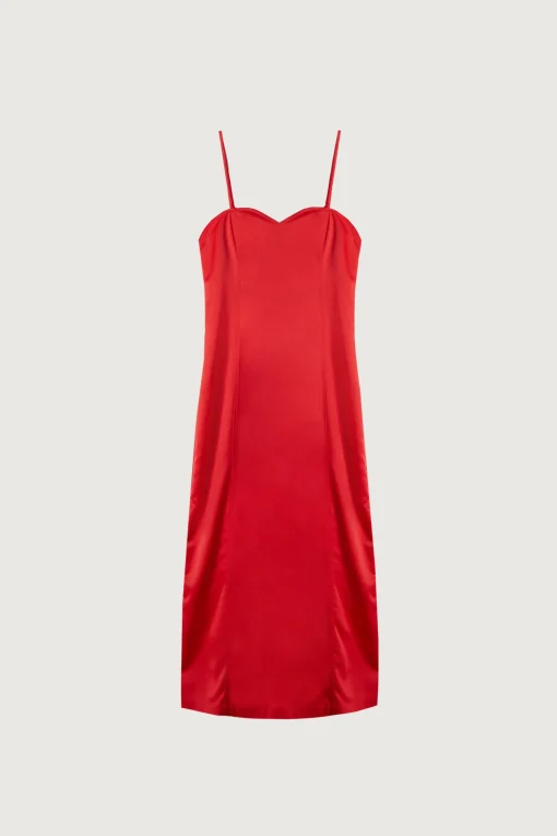 SATIN SWEETHEART MIDI DRESS