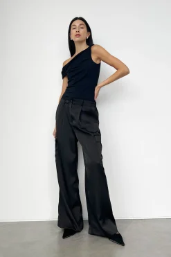 SATIN TROUSERS WITH CARGO POCKETS