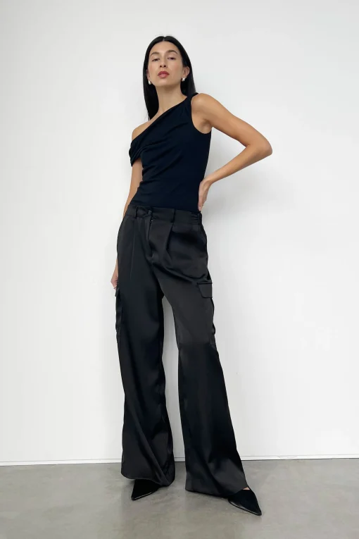 SATIN TROUSERS WITH CARGO POCKETS