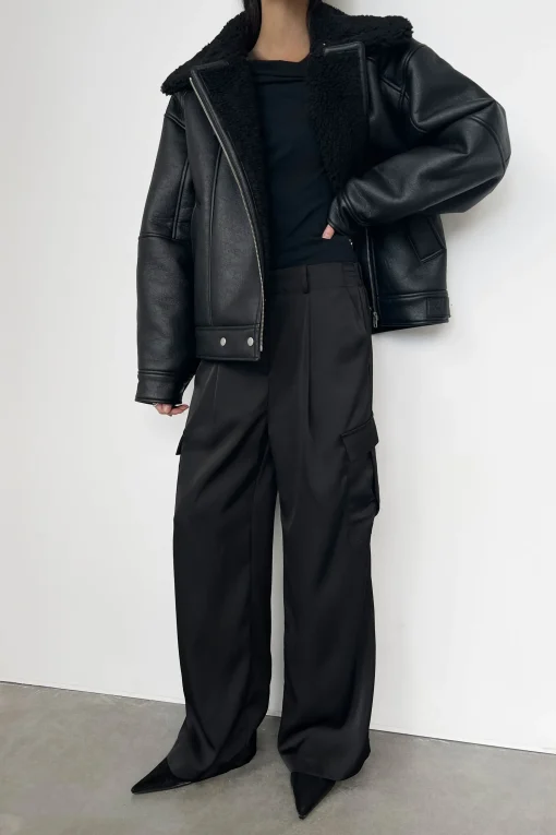 SATIN TROUSERS WITH CARGO POCKETS