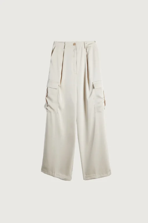 SATIN TROUSERS WITH CARGO POCKETS