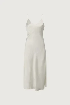 SATIN V-NECK SLIP MIDI DRESS