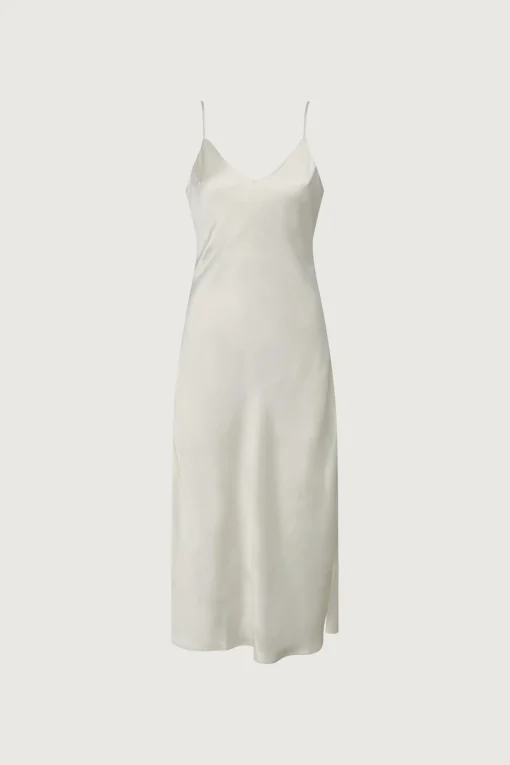 SATIN V-NECK SLIP MIDI DRESS