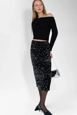 SEQUIN MIDI SKIRT