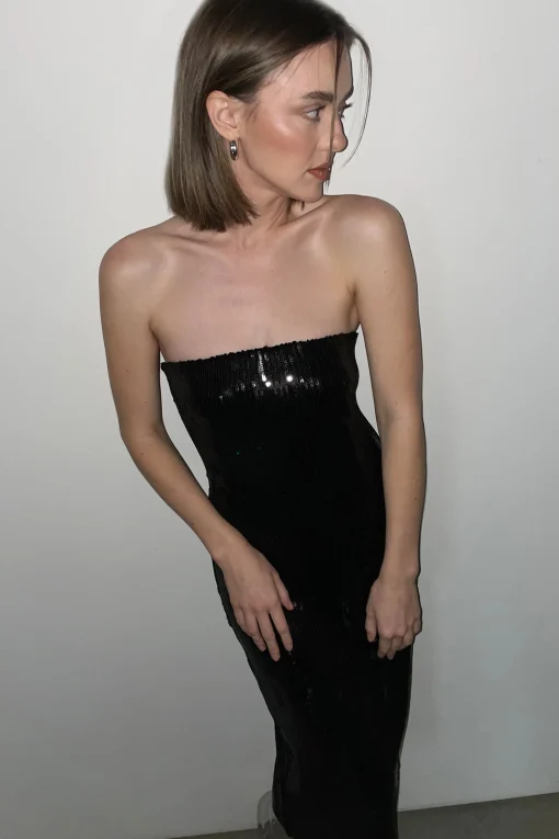 SEQUIN TUBE MIDI DRESS