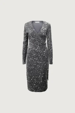 SEQUIN WRAP MIDI DRESS