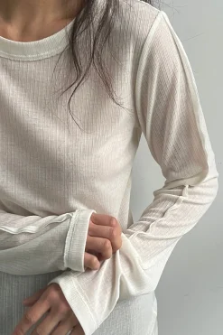 SHEER CREWNECK LONG SLEEVE TOP