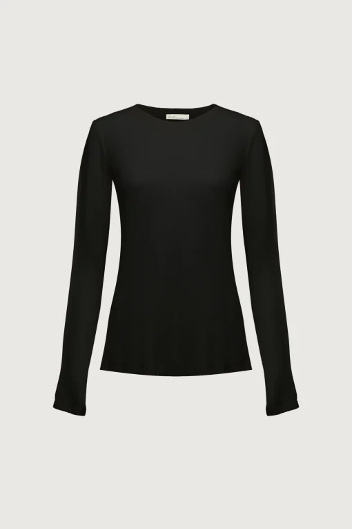 SHEER CREWNECK LONG SLEEVE TOP