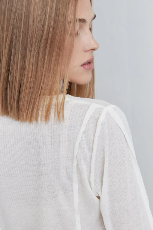 SHEER CREWNECK LONG SLEEVE TOP