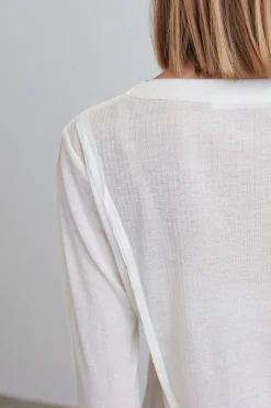SHEER CREWNECK LONG SLEEVE TOP