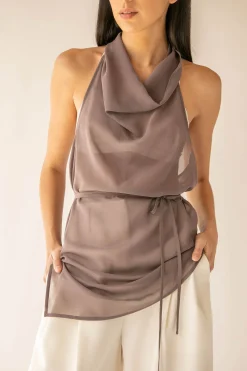 SHEER HALTER TOP