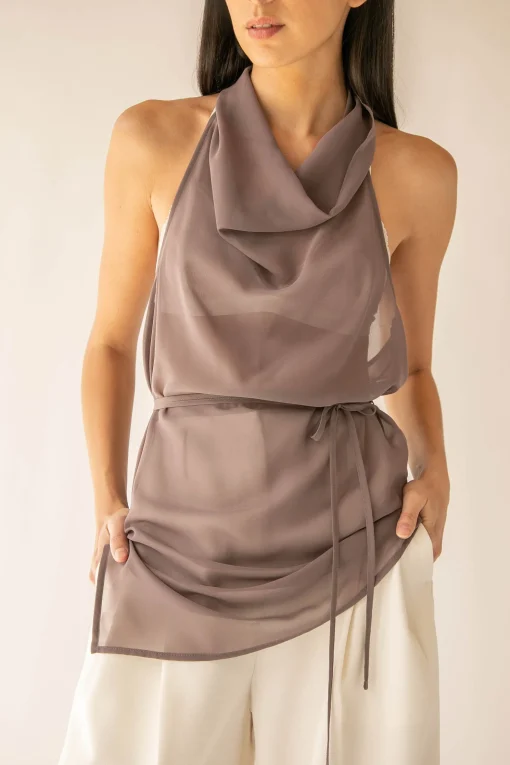 SHEER HALTER TOP