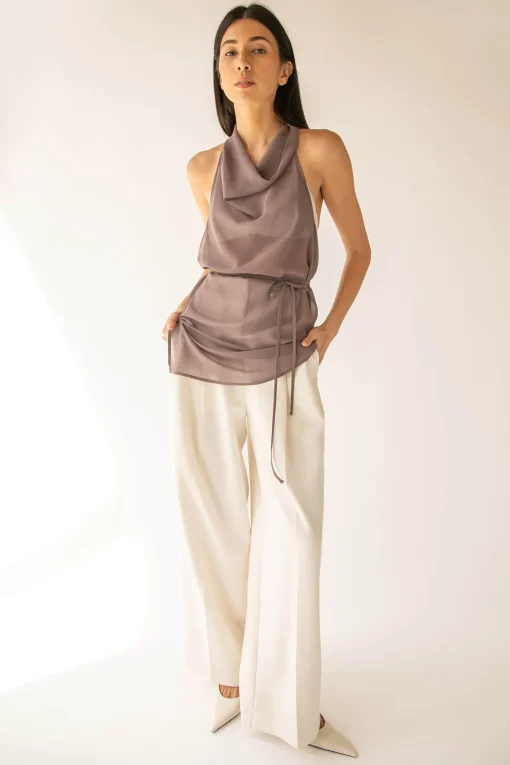 SHEER HALTER TOP