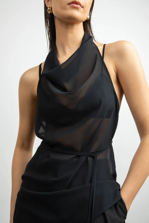 SHEER HALTER TOP
