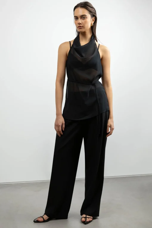 SHEER HALTER TOP