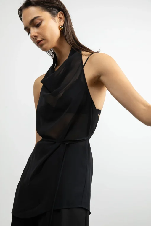 SHEER HALTER TOP