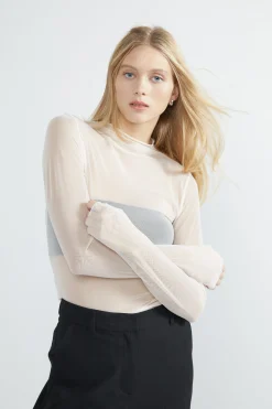 SHEER MOCKNECK TOP