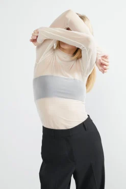 SHEER MOCKNECK TOP