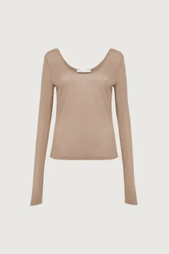 SHEER SCOOP NECK LONG SLEEVE TOP