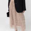 SHEER TIERED MAXI SKIRT
