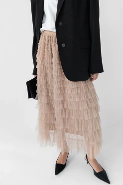SHEER TIERED MAXI SKIRT