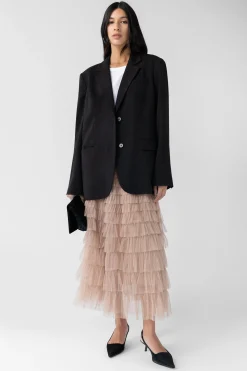 SHEER TIERED MAXI SKIRT