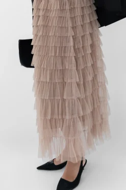 SHEER TIERED MAXI SKIRT